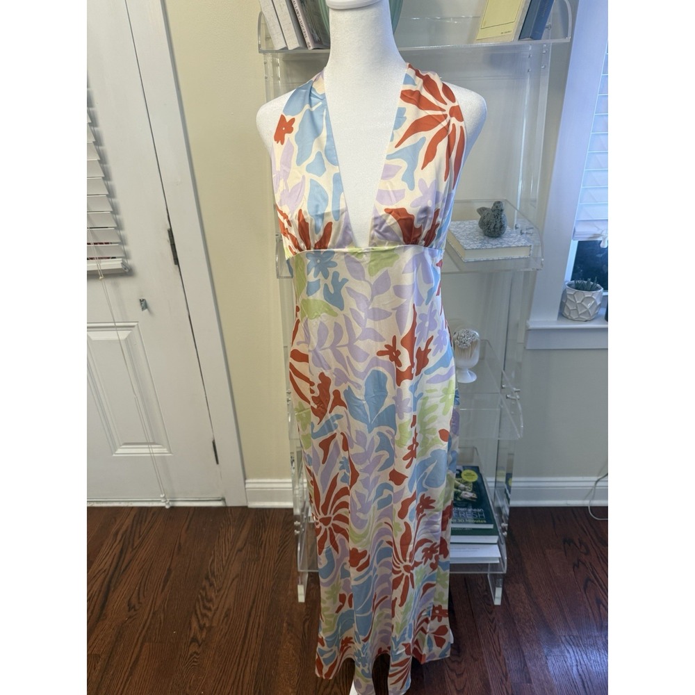 L space Tuscany Halter Floral Maxi Dress in Multi Pastels NEW Size Large  NWT - Picture 8 of 15